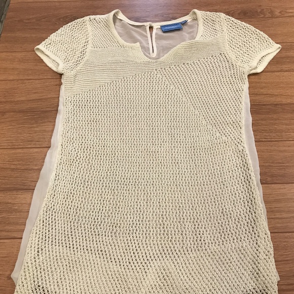 Simply Vera off white knitted women’s top size medium short sleeve - Picture 1 of 7